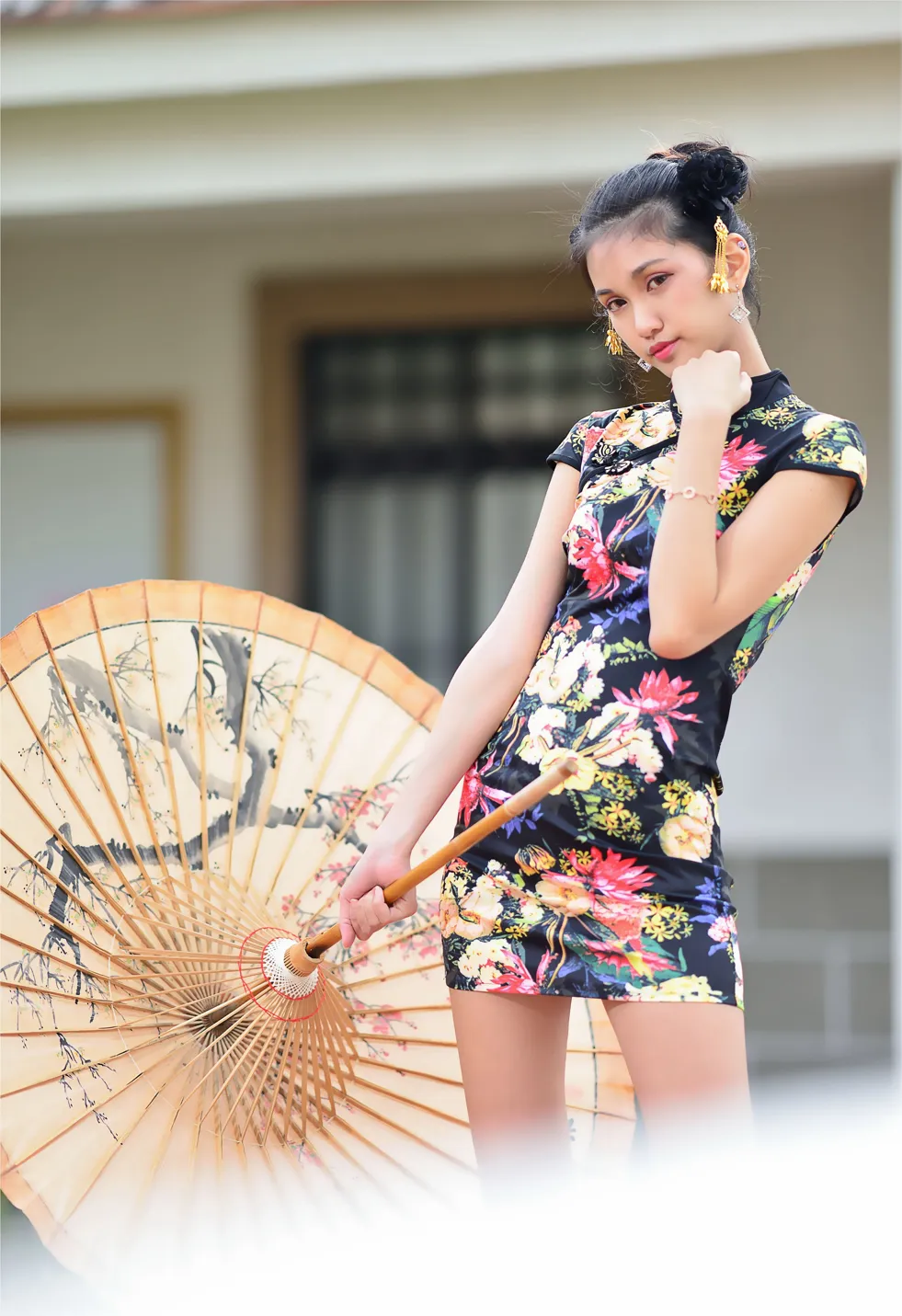 [Mzsock] NO.191 Chen Mengxin short cheongsam high heels beautiful legs street photography#[100P]-55